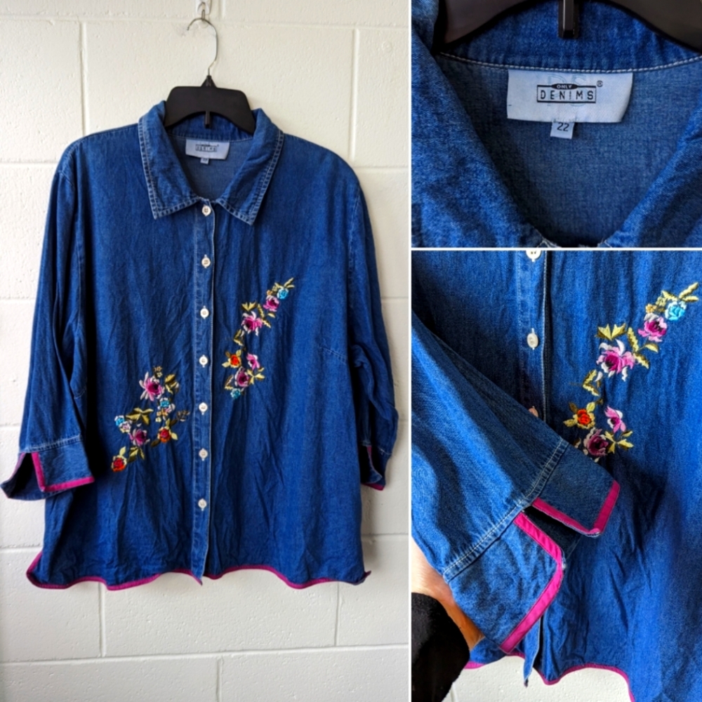 Plus size vintage denim top - size 22